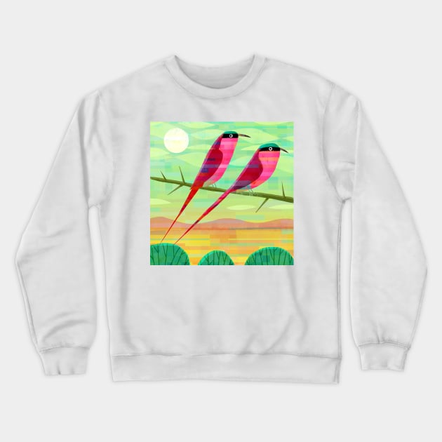 Carmine Bee-eater Crewneck Sweatshirt by Gareth Lucas